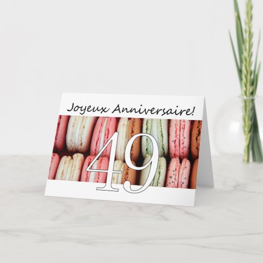 49ste Franse verjaardag Macaron-Joyeux Anniversair Kaart (Voorkant)