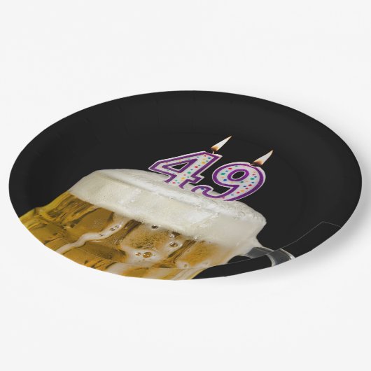49th Birthday Bier op zwart papier Bord (Gekanteld)