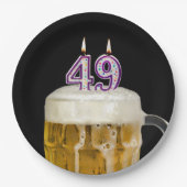 49th Birthday Bier op zwart papier Bord (Voorkant)