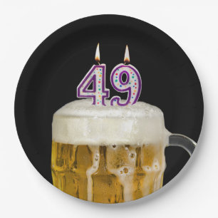 49th Birthday Bier op zwart papier Bord