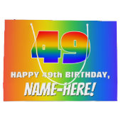 49th Birthday: Colorful, Fun Rainbow Pattern # 49 Groot Cadeauzakje (Achterkant)