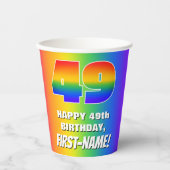 49th Birthday: Colorful, Fun Rainbow Pattern # 49 Papieren Bekers (Voorkant)
