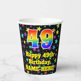 49th Birthday: Fun Stars Pattern and Rainbow 49 Papieren Bekers