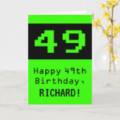 49th Verjaardag: Nerdy / Geeky Stijl "49" en Naam Kaart (Gele Bloem)