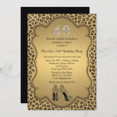 49th, Verjaardagsfeest 49th, Cheetah High Heels Sc Kaart (Voorkant / Achterkant)