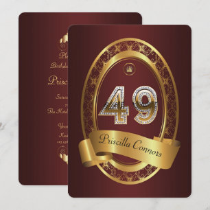 49th, verjaardagsfeest vrouw man, elegante kleur kaart