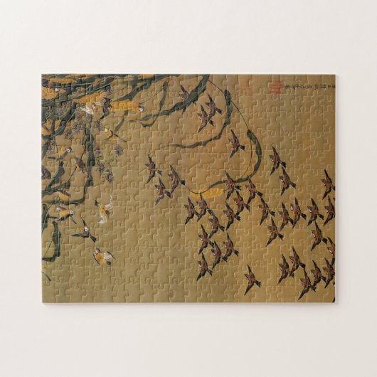 4. 秋 群 図, 若 冲 Sparrows, Jakuchu Legpuzzel (Horizontaal)