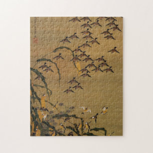 4. 秋 群 図, 若 冲 Sparrows, Jakuchu Legpuzzel
