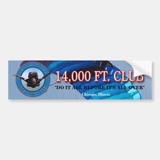 !4.000 voet. Club Bumpersticker (Voorkant)