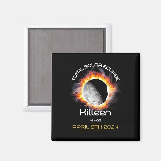 4.08.24 Totale Zonsverduistering 2024 Killeen Texa Magneet (Voorkant / Achterkant)