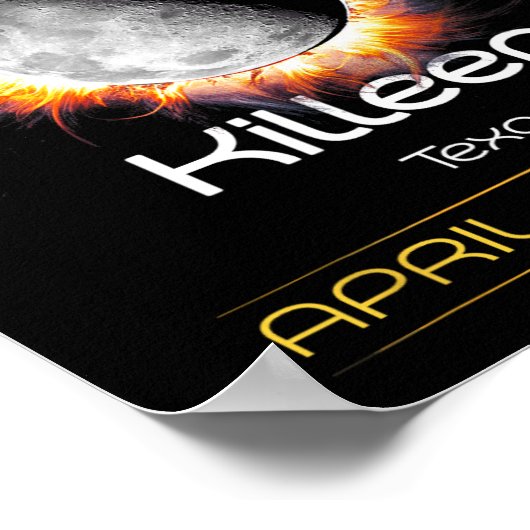 4.08.24 Totale Zonsverduistering 2024 Killeen Texa Poster (Hoek)