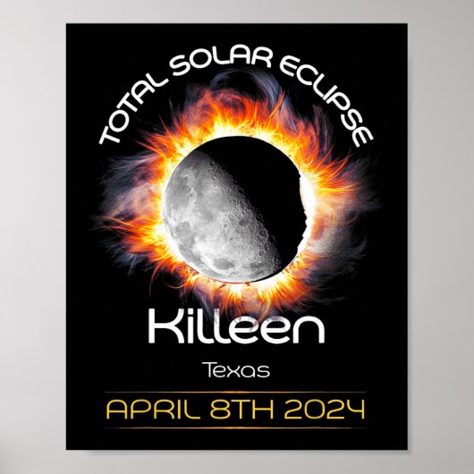 4.08.24 Totale Zonsverduistering 2024 Killeen Texa Poster (Voorkant)
