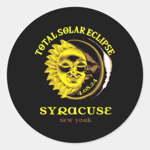 4.08.24 Totale Zonsverduistering 2024 Syracuse Yor Ronde Sticker