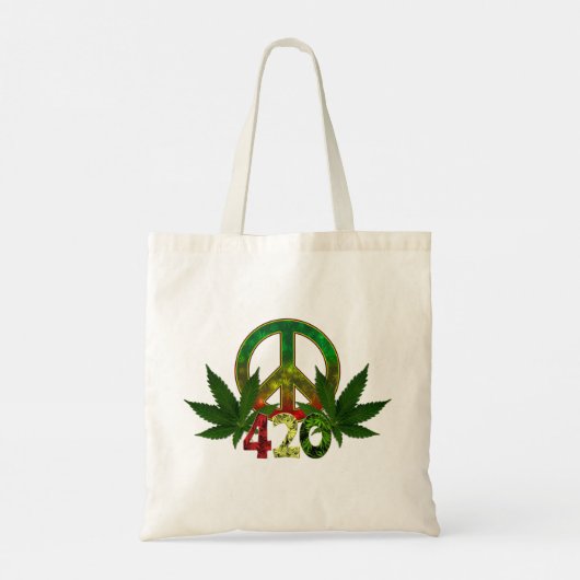 4 20 Rasta Peace Weed Tote Bag (Achterkant)
