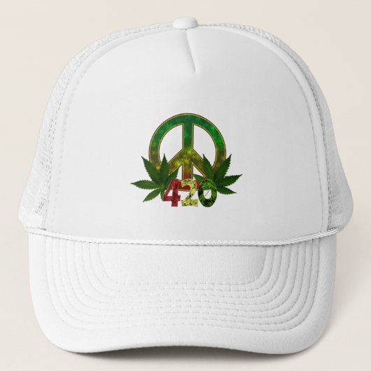 4 20 Rasta Peace Weed Trucker Pet (Voorkant)