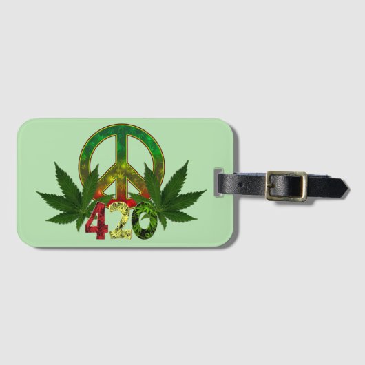4 20 Rasta Vrede Wiet Groen Bagagelabel (Voorkant (horizontaal))
