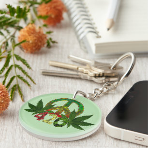 4 20 Rasta Vrede Wiet Groen Sleutelhanger