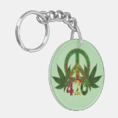 4 20 Rasta Vrede Wiet Groen Sleutelhanger (Voorkant Links)