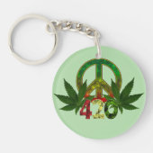 4 20 Rasta Vrede Wiet Groen Sleutelhanger (Voorkant)