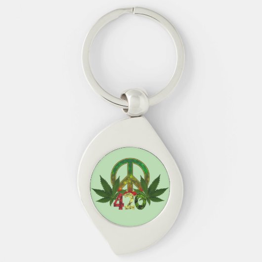 4 20 Rasta Vrede Wiet Groen Sleutelhanger (Voorkant)
