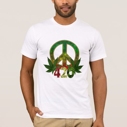 4 20 Rasta Vrede Wiet T-shirt (Voorkant)