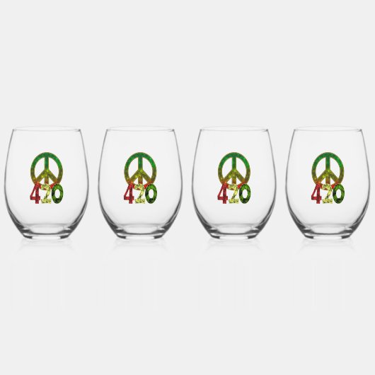 4 20 Vrede Wijnglas Zonder Voet (Voorkant)