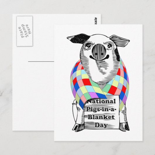 4-24 Nationale Pigs-in-a-Blanket Dag Briefkaart (Voorkant / Achterkant)