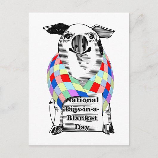 4-24 Nationale Pigs-in-a-Blanket Dag Briefkaart (Voorkant)