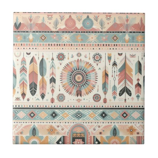 4,25 x 4,25 roze tribal keramische tegels tegeltje (Voorkant)