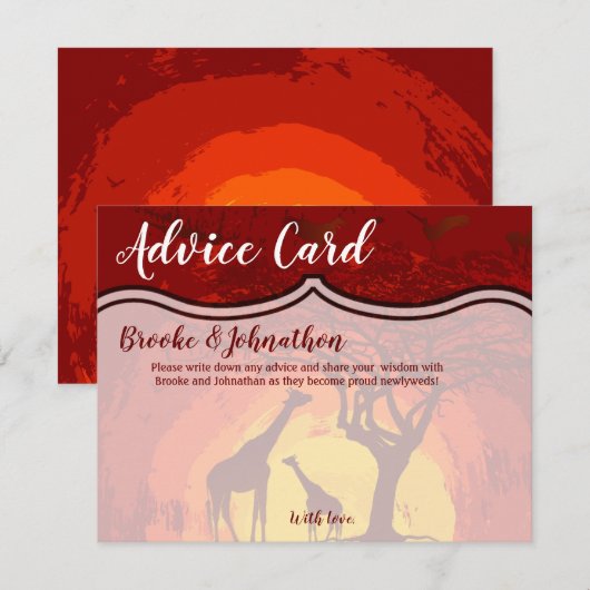 4.25x5.5 Advies Kaart African Safari Giraffe Sunse (Voorkant / Achterkant)
