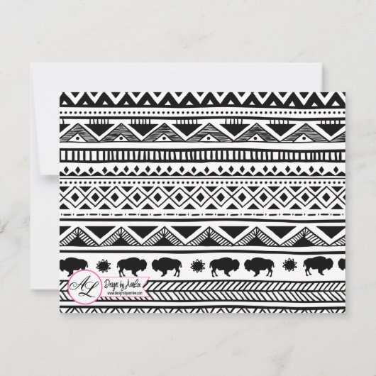 4.25x5.5 advies Kaart Boho Buffalo Tribal Pattern  (Achterkant)