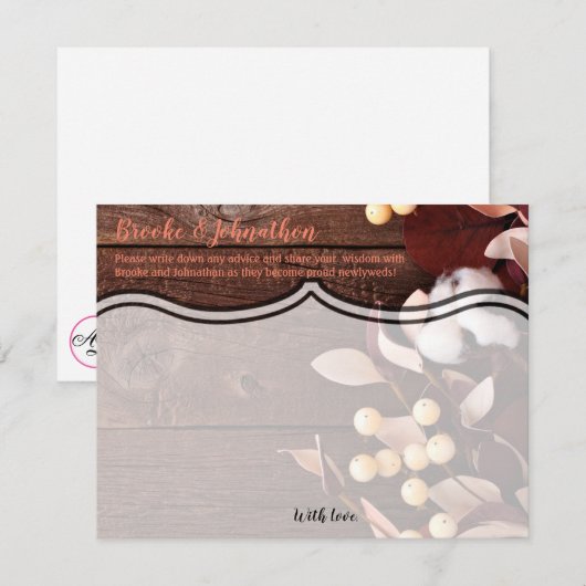 4.25x5.5 Advies Kaart Cotton Branch op Dark Wood S (Voorkant / Achterkant)