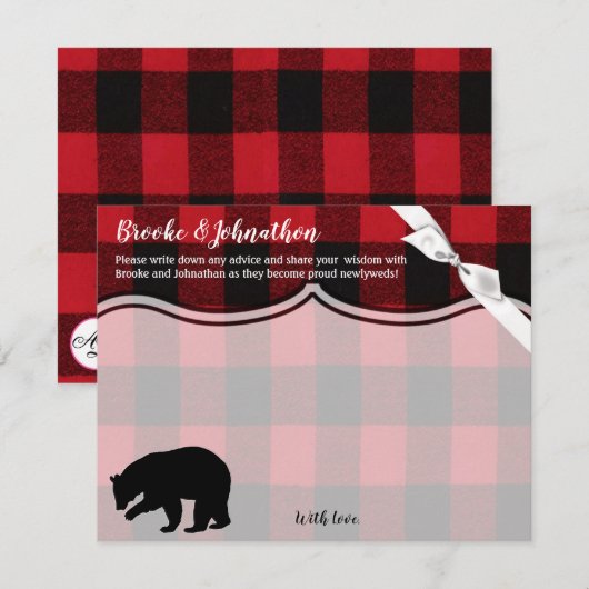 4.25x5.5 Advies Kaart Red Buffalo Plaid Beer Zwart (Voorkant / Achterkant)