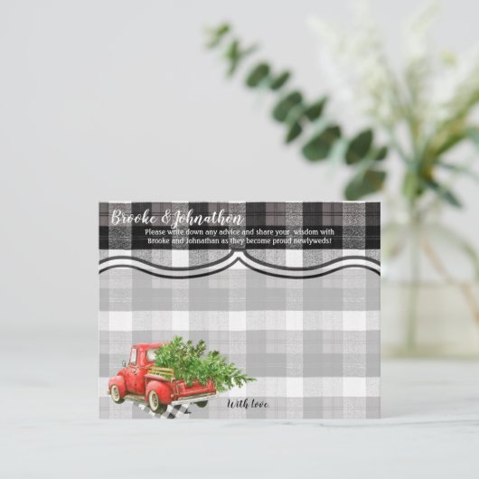 4.25x5.5 Advies Kaart XMAS Truck Baffalo Plaid Bla (Staand voorkant)