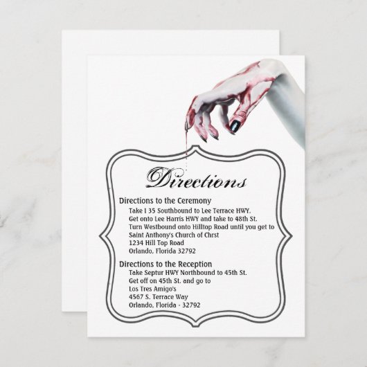 4.25x5.5 Richting Cardv v zombie bloed druppel vam Kaart (Voorkant / Achterkant)