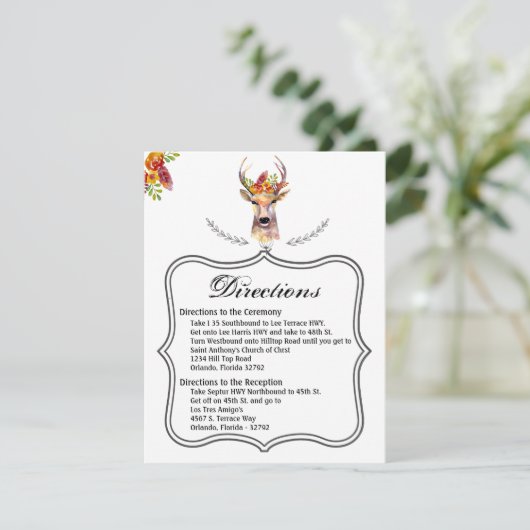 4.25x5.5 Richting Kaart boho hert Buck Head Browni (Staand voorkant)