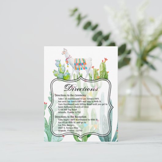 4.25x5.5 Richting Kaart Boho Llama Bohemian Cacti (Staand voorkant)