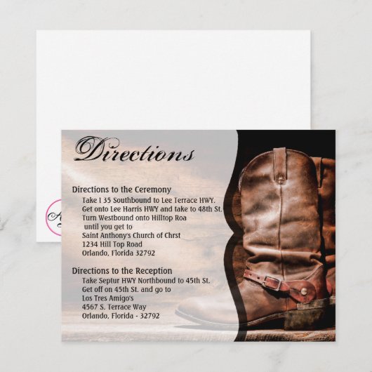 4.25x5.5 Richting Kaart Cowboy laarzen Schuur Hout (Voorkant / Achterkant)
