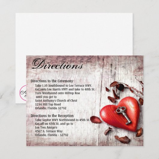 4.25x5.5 Richting Kaart landhoutsleutel naar mijn  (Voorkant / Achterkant)