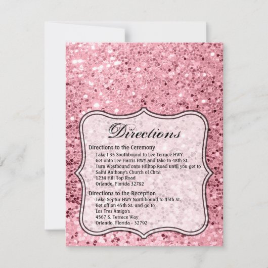 4.25x5.5 Richting Kaart Roos Gouden Glitter (Voorkant)