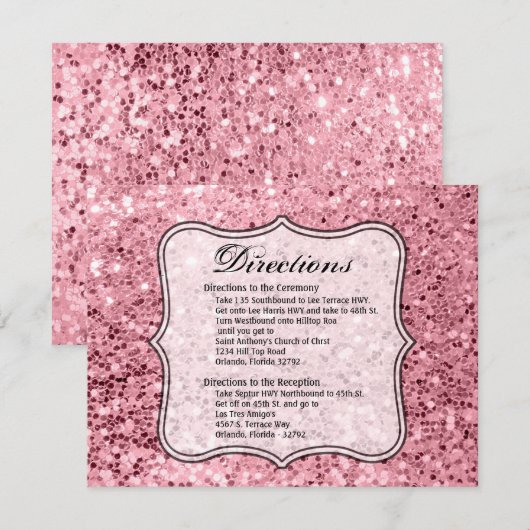 4.25x5.5 Richting Kaart Roos Gouden Glitter (Voorkant / Achterkant)