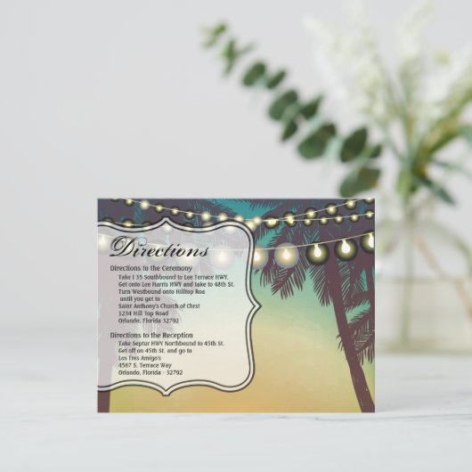 4.25x5.5 Richting Kaart Strand Zonsondergang Palmb (Staand voorkant)