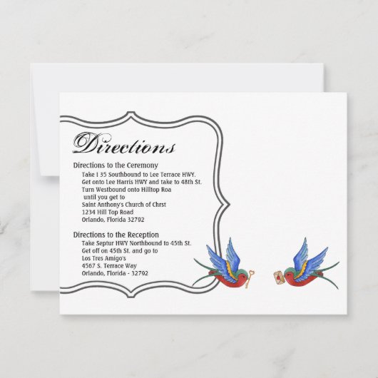 4.25x5.5 Richting Kaart Traditional Bird Tattoo SP (Voorkant)