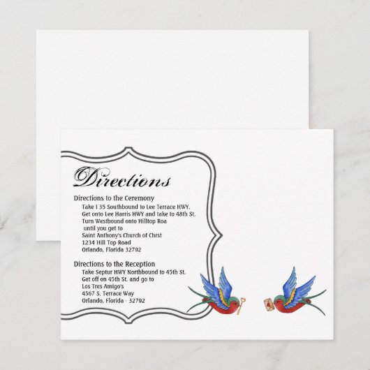 4.25x5.5 Richting Kaart Traditional Bird Tattoo SP (Voorkant / Achterkant)