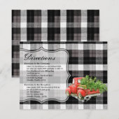 4.25x5.5 Richting Kaart XMAS Truck Buffalo Plaid (Voorkant / Achterkant)