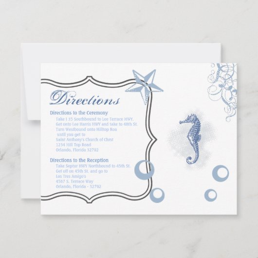 4.25x5.5 Richting Kaart Zeepaardje Zee Ocean Beach (Voorkant)