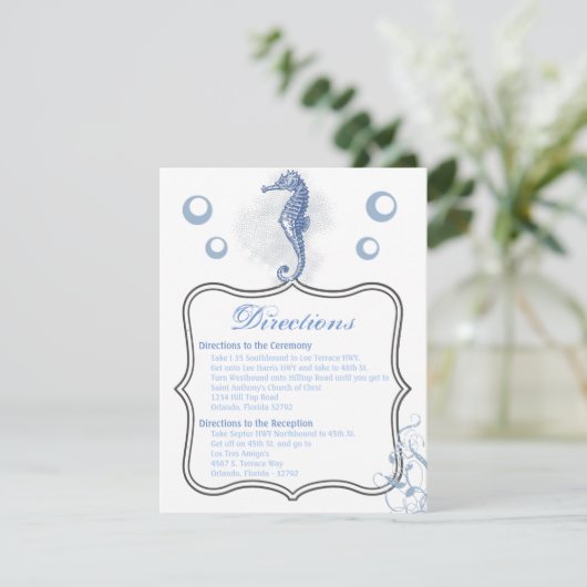 4.25x5.5 Richting Kaart Zeepaardje Zee Ocean Beach (Staand voorkant)