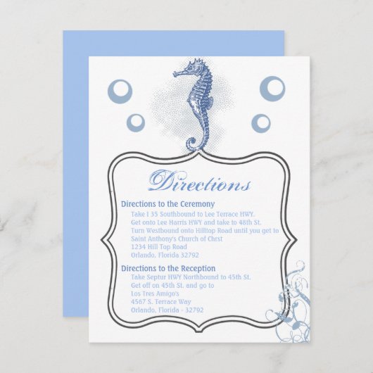 4.25x5.5 Richting Kaart Zeepaardje Zee Ocean Beach (Voorkant / Achterkant)