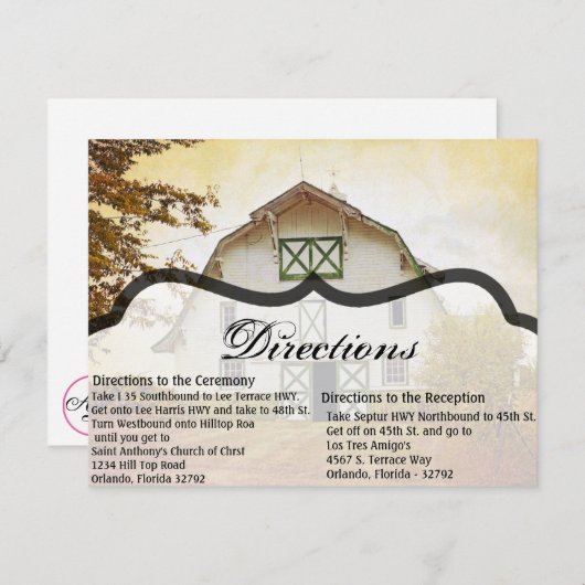 4.25x5.5 Richting Kaart Zonsondergang Schuur Lande (Voorkant / Achterkant)