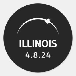 4.28.24 Zonsverduistering Illinois Ronde Sticker